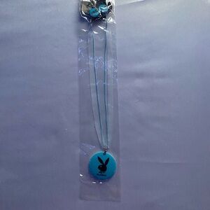 PLAYBOY Turquoise and Black Bunny Logo Necklace